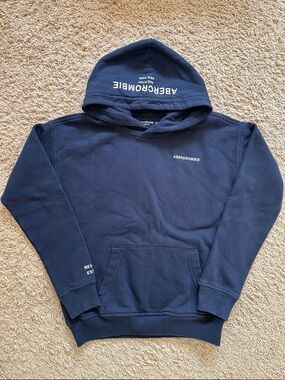 abercrombie kids Navy Logo Hooded Sweatshirt